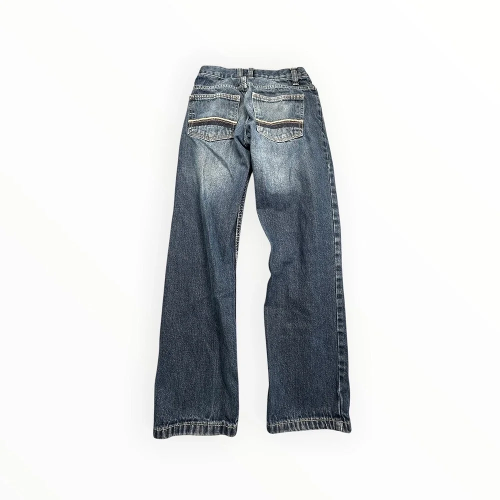 Free Planet Jeans Boys Size‎ 8 Blue Straight Leg Adjustable Waist Distressed